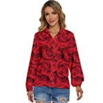 Red Roses , Red Buds, Red Roses Women s Long Sleeve Button Up Shirt