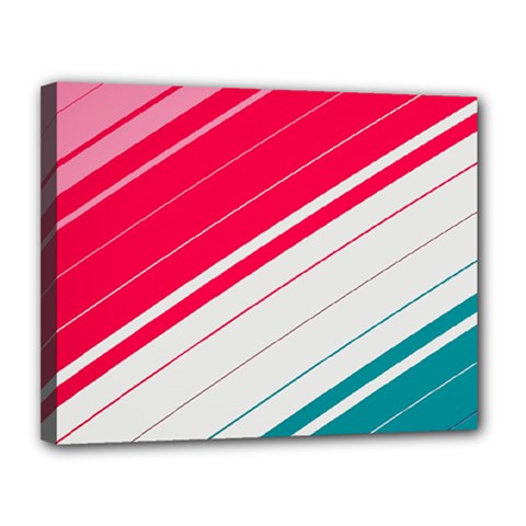 Red White Teal Stripes Canvas 14  x 11  (Stretched) from ArtsNow.com