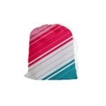 Red White Teal Stripes Drawstring Pouch (Medium)