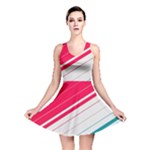 Red White Teal Stripes Reversible Skater Dress