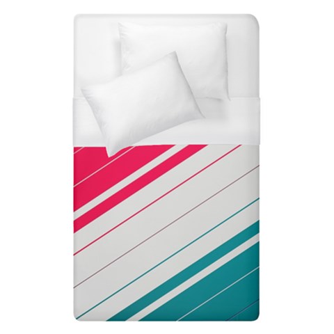 Red White Teal Stripes Duvet Cover (Single Size) from ArtsNow.com