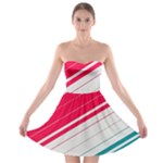 Red White Teal Stripes Strapless Bra Top Dress