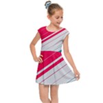 Red White Teal Stripes Kids  Cap Sleeve Dress