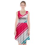 Red White Teal Stripes Racerback Midi Dress