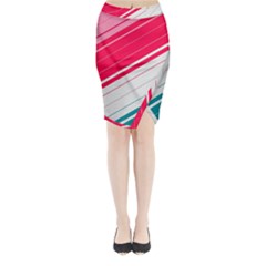 Red White Teal Stripes Midi Wrap Pencil Skirt from ArtsNow.com