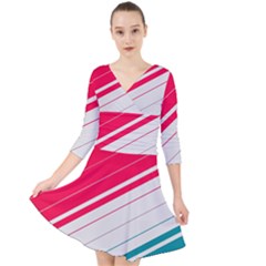 Quarter Sleeve Front Wrap Dress 