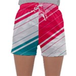 Red White Teal Stripes Sleepwear Shorts