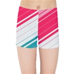 Red White Teal Stripes Kids  Sports Shorts