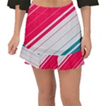 Red White Teal Stripes Fishtail Mini Chiffon Skirt