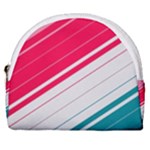 Red White Teal Stripes Horseshoe Style Canvas Pouch