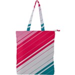 Red White Teal Stripes Double Zip Up Tote Bag