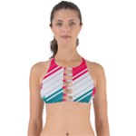 Red White Teal Stripes Perfectly Cut Out Bikini Top