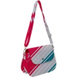 Red White Teal Stripes Saddle Handbag