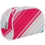 Red White Teal Stripes Make Up Case (Large)