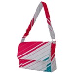 Red White Teal Stripes Full Print Messenger Bag (M)