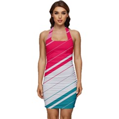 Sleeveless Wide Square Neckline Ruched Bodycon Dress 