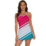 Red White Teal Stripes 2-in-1 Flare Activity Dress