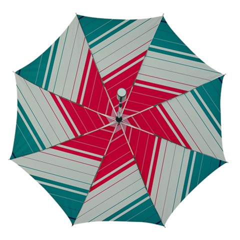 Red White Teal Stripes Automatic Folding Umbrella with Case (Medium) from ArtsNow.com