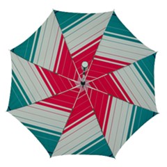 Red White Teal Stripes Automatic Folding Umbrella with Case (Medium) from ArtsNow.com