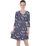 Texture, Stripes, Pattern Quarter Sleeve Ruffle Waist Dress