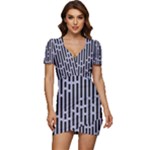 Texture, Stripes, Pattern Low Cut Cap Sleeve Mini Dress