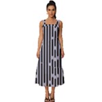 Texture, Stripes, Pattern Square Neckline Tiered Midi Dress