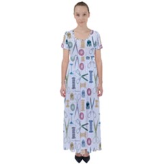 High Waist Short Sleeve Maxi Dress 