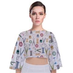 Tie Back Butterfly Sleeve Chiffon Top 