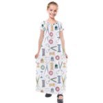 Pattern Seamless Texture Sewing Kids  Short Sleeve Maxi Dress