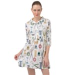 Pattern Seamless Texture Sewing Mini Skater Shirt Dress