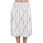 Dreidel Candles Spinning Top Velvet Flared Midi Skirt