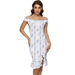 Dreidel Candles Spinning Top Off Shoulder Ruffle Split Hem Bodycon Dress