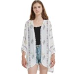 Dreidel Candles Spinning Top Open Front 3/4 Sleeve Batwing Chiffon Cardigan Kimono