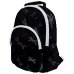 Background Pattern Dragonfly Rounded Multi Pocket Backpack