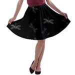 Background Pattern Dragonfly A-line Skater Skirt