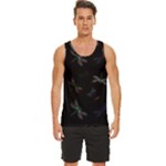 Background Pattern Dragonfly Men s Wide Collar Tank Top