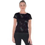 Background Pattern Dragonfly Short Sleeve Sports Top 