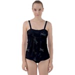 Background Pattern Dragonfly Twist Front Tankini Set