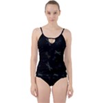 Background Pattern Dragonfly Cut Out Top Tankini Set