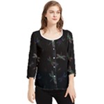 Background Pattern Dragonfly Chiffon Quarter Sleeve Blouse