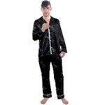 Background Pattern Dragonfly Men s Long Sleeve Satin Pajamas Set