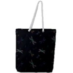 Background Pattern Dragonfly Full Print Rope Handle Tote (Large)