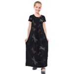 Background Pattern Dragonfly Kids  Short Sleeve Maxi Dress