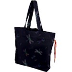 Background Pattern Dragonfly Drawstring Tote Bag