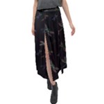 Background Pattern Dragonfly Velour Split Maxi Skirt