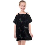 Background Pattern Dragonfly Kids  One Piece Chiffon Dress