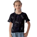 Background Pattern Dragonfly Kids  Cuff Sleeve Scrunch Bottom T-Shirt