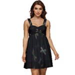 Background Pattern Dragonfly Ruffle Strap Babydoll Chiffon Dress