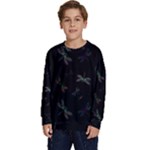 Background Pattern Dragonfly Kids  Crewneck Sweatshirt