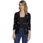 Background Pattern Dragonfly Women s One-Button 3/4 Sleeve Short Jacket